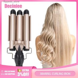 Curling Irons 3Barrel Curling Iron 25/32mm Heats Up Fast Tourmaline Ceramic Triple Barrels Beach Waves Curling Iron Roll Hair Styling Tool Q231129