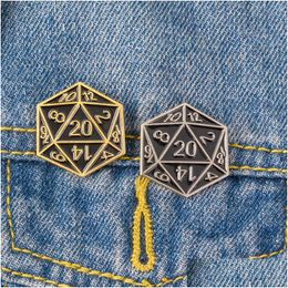 Cartoon Accessories Cartoon 20 Sided Dice Dungeons And Dragons Enamel Pins D20 Dnd Game Brooches Bag Clothes Button Badge Jewellery Gift Dhubf