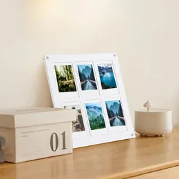 Frames Acrylic Po Frame Transparent Magnetic With 6 Grids Sleek Display Holder For Home Bedroom Small Cards Table