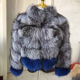Women s Fur Faux Fashion Winter Natural Coat Silver Mixed Collar Design High Quality Real real fur coat women luxury 231127