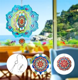 Garden Decorations 3D Wind Chime Colorful Stainless Steel Wind Turning Courtyard Countryside Decoration Ocean Series Wind Spinner LT678
