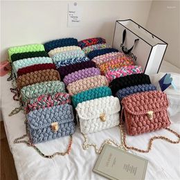 Evening Bags Handmade Woven Women's Crossbody Thread Hook Knitted Shoulder Bag Colourful Strip Chains For Women Small Purses 2023