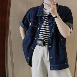 Women's Jackets Denim Jacket Women Spring Summer Short-sleeved Dark Blue Korean Fashion Vintage Coat Harajuku Casual Top Outerwear