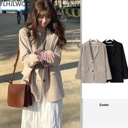 Blazers French Style Fashion Coats Jackets Outerwear Cute Japan Girls Office Lady Solid Single Breasted Button Crop Korean Blazers Suits