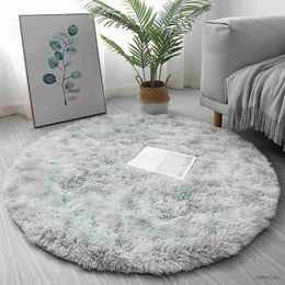 Carpets Plush Round Carpets Bedroom Kids Room Fluffy Round Rug Pile Rugs Livingroom Decoration Anti-slip Shaggy Floor Mats