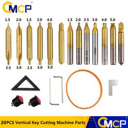 Slotenmakerbenodigdheden 20pcs Titanium Coated End Milling Cutter For Vertical Key Cutting Machine Key Copy Machine Parts