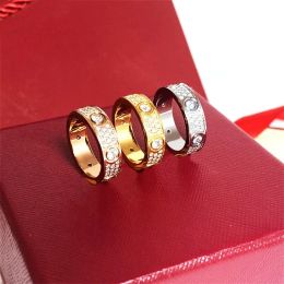 Novo anel estrelado, anel de amor, designer de anel de unha para mulheres, aço de titânio, ouro rosa, banhado a prata com diamante completo para homem, anel de casamento, presente de noivado, 4, 5, 6 mm, vários tamanhos