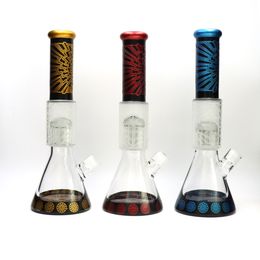16inch Large Glass Beaker 3 Color Heavy Deep Sandblasted Hookah with Bowl and Quartz Banger for Free 14mm Female Joint