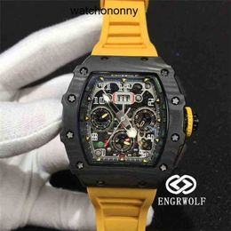 Designer Ri mlies Luxury watchs 7750 Engrwolf watch series r rm11-03 automatic timing mechanical yellow tape men's Watch