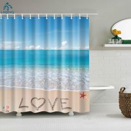 Curtains Modern Home Decoration Scenic Beach Seaside Shell Bathroom Shower Curtain Bath Curtains Waterproof Polyester Frabic with Hooks