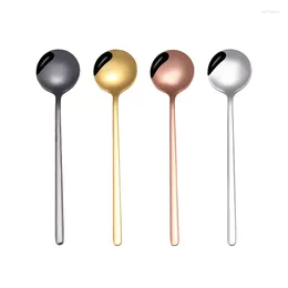 Spoons 1Pc Stainless Steel Coffee Head Round Spoon Long-Handled Dinner Stirring Dessert For Kitchen Accessories Gadgets