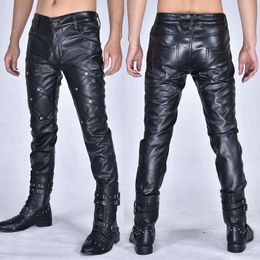 Pants New arrivla fashion casual Nightclub Costumes Dance Hip hop Rock Leather Pants Leisure mens plus size 27 28 29 30 31 32 3336