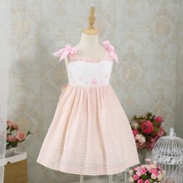 Girl Dresses Summer Vintage Elegant Pink Strip Kids Smocked Princess Birthday For Girls Size 2345681012 Years Old