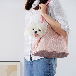 Carrier Pet Dog Carrier Bag Lace Flower Cats Puppy Outdoor Travel Dog Shoulder Bag Single Breathable Comfort Sling Handbag Tote Pouch