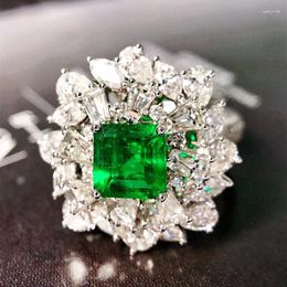 Cluster Rings 18k Gold Emerald 1.48/ct Diamond 2.553ct Gemstones Ring Luxury Fashion Jewellery For Female Engagement Wedding