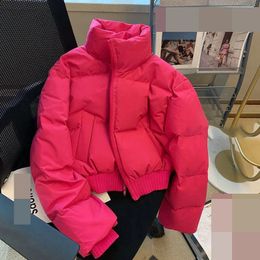 Women s Jackets Small Rose Red Mock Collar Cotton Coat Winter Fashion Sweet Thickened Short Breadsuit 231127