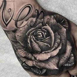 Tattoos Coloured Drawing Stickers 1 black letter flower tattoo sticker on the chest of the arm size 12-19 cmL231128
