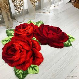 Carpets Floor Carpet Strong Water Absorption Non-slip Living Room Bedroom Rose Flower Shape Area Rug Household Products