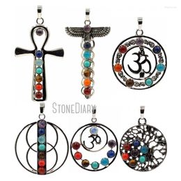 Pendant Necklaces PM39490 Chakra Healing Copper Jewellery Silver 7 Plated