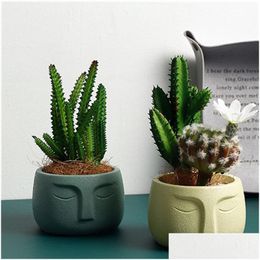 Arts And Crafts 3D Face Cement Ashtray Mod Diy Concrete Planter Making Tools Sile Flower Pot Mold Resin Craft Candle Holder Maker Dr Dhvkt