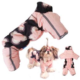 Jackets Dog Clothes Winter Waterproof Small Dog Overalls Reflective Pet Jumpsuit Russian Style Male/female Dog Coat Snowsuit Thick Warm