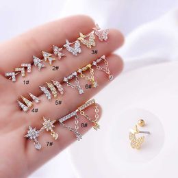 New 20g Stainless Steel Screw Rod Twist Ball Earrings Sleep Without Removing Ear Bone Nails Korean Style Popular Stud Earrings Single Piece For Women Wholesale