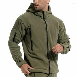 Men's Jackets Outdoor Hiking Hooded Coats Warm Military Tactical Sport Fleece Hoodie Jacket Multi-Pockets Combat