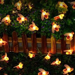 Strings LED String Light Waterproof Automatic Charging 8 Lighting Modes Solar Cartoon Honeybee Lamp Garden Supplies