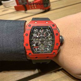 Designer Ri mlies Luxury watchs Watch Leisure 11 03 Multifunctional Automatic Machine Red Carbon Fibre Tape Millers es Mens Wrist Clock Gmt Reloj