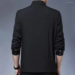 Men's Jackets Men Winter Coat Outerwear Slim Fit Stand Collar Jacket With Zipper Placket Stylish Mid-aged Business For Spring