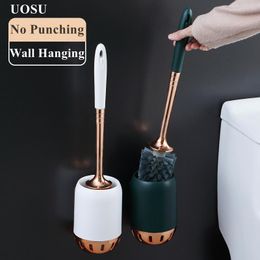 Brushes UOSU luxury soft fur Toilet Brush Quick Draining Clean Tool WallMount Or FloorStanding Cleaning Brush Bathroom Accessories