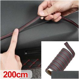 Car Badges Luxury Interior Moding Trim Self-Adhesive Leather Decorative Line Strip For Door Dashboard Sticker Diy Strips Drop Delivery Dhjdm