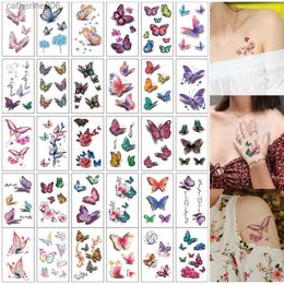 Tattoos Colored Drawing Stickers 30 Sheets 3D Texture Waterproof Colorful Butterfly Temporary Tattoo StickersL231128