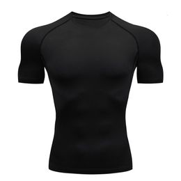 Mens TShirts Compression Quick dry Tshirt Men Running Sport Skinny Short Tee Shirt Male Gym Fitness Bodybuilding Workout Black Tops Clothing 230428