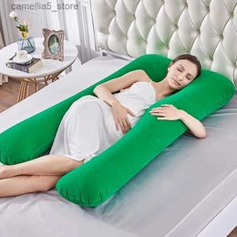 Maternity Pillows Foldable Pregnancy Pillow Full Body U Shape Flocking Inflatable Pillow For Pregnant Women Side Sleeper Support Maternity Pillow Q231128