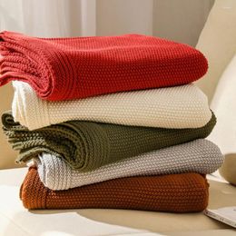 Blankets Waffle Knitted Wool Blanket For Beds Solid Colour Sofa Cover Office Nap Soft Shawl Cosy Warm Casual Bed Big Size