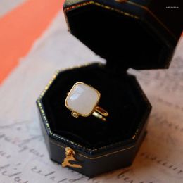 Cluster Rings White Jade Luxury Amulet 925 Silver Women Gemstone Adjustable Ring Carved Natural Gemstones Jewellery Designer Chinese