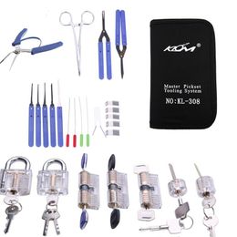 Slotenmakerbenodigdheden Klom Locksmith Tool Lockpick Set Broken Key Extractor Remove Tool with 7pcs Transparent Practice Locks