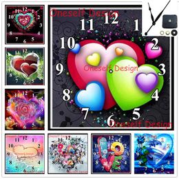 Stitch 5D diy diamond painting with Mechanical clock heart diamond embroidery full set with clock diy diamond mosaic sale wall sticker