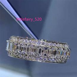 luxurious Topaz CZ Diamond propose engagement ring Gemstones hip hop band rings for men Party Women Wedding Gift