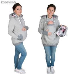 Maternity Tops Tees Maternity Hoodie Coat Three-In-One Hoodie Winter Kangaroo Pocket Maternity Sweater Jacket for Pregnant Women Oversized HoodieL231128