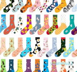 Cute Cartoon women Colourful Happy socks Jacquard Knitted designer socks Girls Funny Fruits Animals Design Novely sports stocking