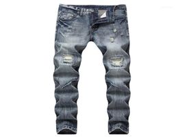 Men039s Jeans Arrival Straight Ripped Holes Blue Fashion Washed Distressed Denim Big US Size 28429233909