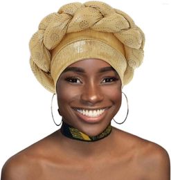 Ethnic Clothing Exaggerated Braids Turban Cap African Ready Head Wrap Diamonds Nigeria Auto Gele Headtie Wedding Party Headwear Muslim Hijab