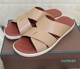 Designers Sandals for mens Classics Narrow Band Genuine Leather Designer Shoes flat heels Men's slippers