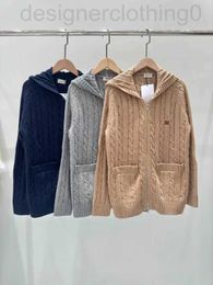 Women's Sweaters designer luxury College age reducing patch decoration classic Fried Dough Twists knitting wool hooded loose casual cardigan coat women BAUI