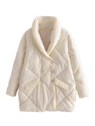 Leather KJMYYX Women Fashion Short Loose Thick Jacket CottonPadded 2022 Winter Long Sleeve Parkas Female Warm Oversized Solid Coat