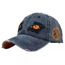 Ball Caps Embroidered Flower Denim Cap Women Fashion Baseball Eyes Cotton Hat