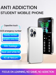 Full Bands Students 4G Mini Cell Mp3 Mp4 Fm Hd Camera Torch One Click Cal Touch Key Cellphone Dual Sim Card Size Small Mobile Phone Kids Learning Feature Phones