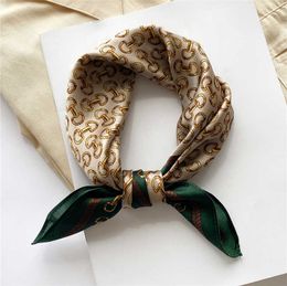 Scarves 100 Real Silk Luxury Brand Hair Scarf Women Print Small Neck Tie Hand Wrist Foulard Gilrs Headband Bandana Kerchief New J230428